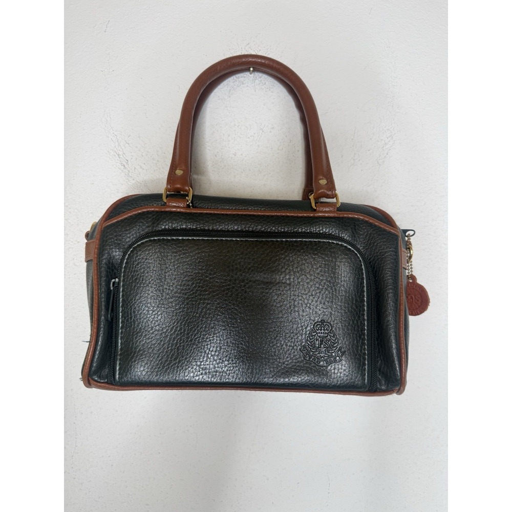 Vintage TanDem TanSac Bags of California Green & Cognac Leather Purse Top Handle